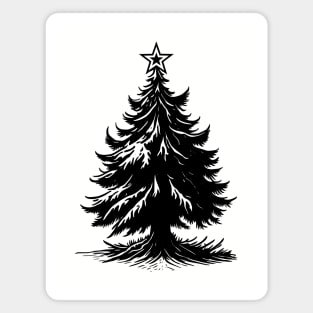 Minimalist Black Christmas Tree with Star on Top Magnet